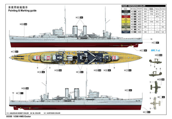 Naval Models schepen Trumpeter HMS Exeter 05350